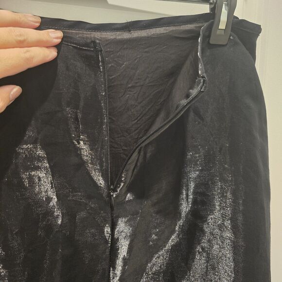 Fiesta Formal Sz XL Shiny Black Maxi Skirt Liquid Metal Dance Prom Party USA - Picture 3 of 9